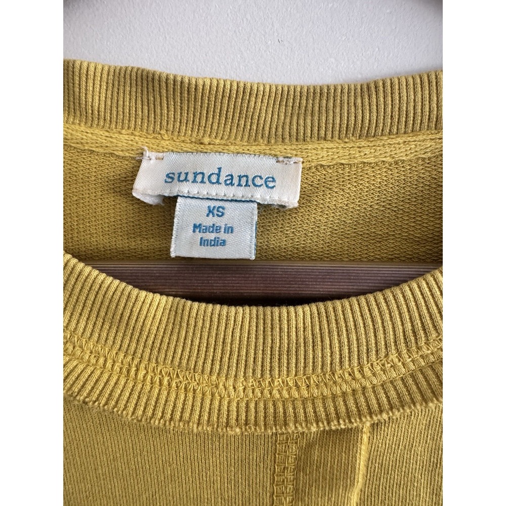 Boho Embroidered Raw Sweatshirt Sundance Xs Mustard Bright Colorful Detailed - Picture 3 of 6
